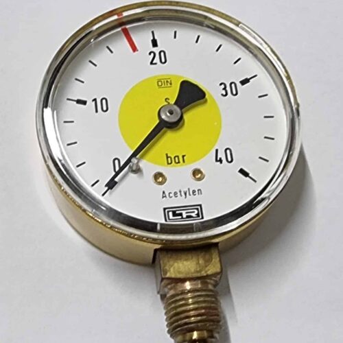 Mittarin kello 0 - 20 bar R 1/4" ulko, oikea Asetyleeni pullopaine
